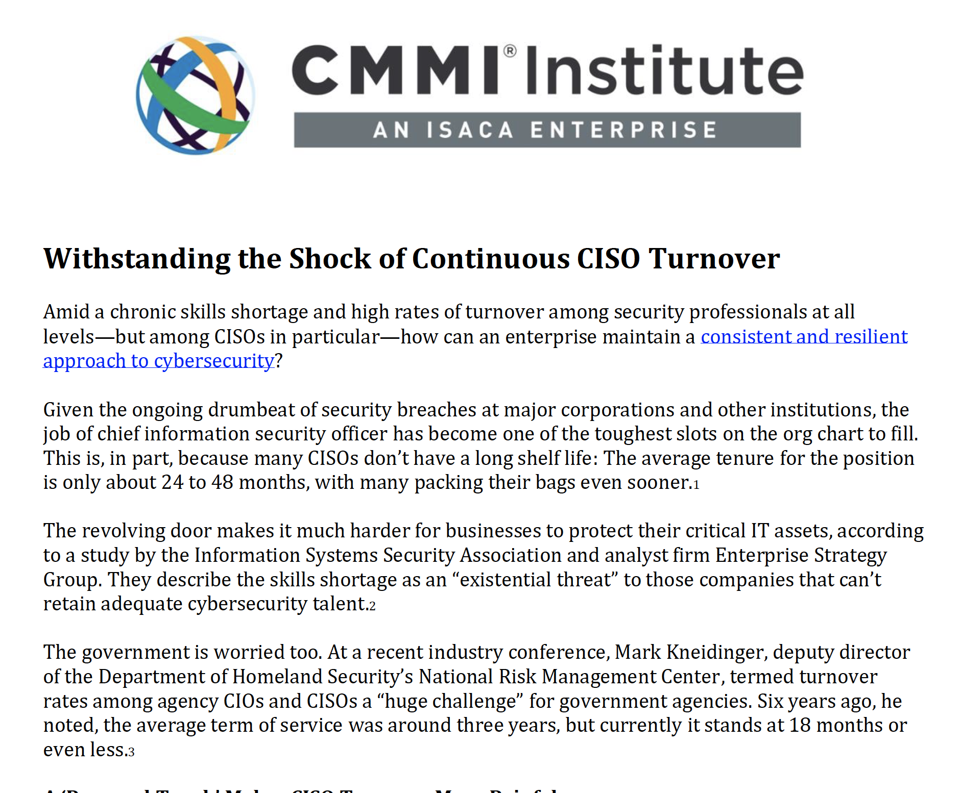 Withstanding the Shock of Continuous CISO Turnover