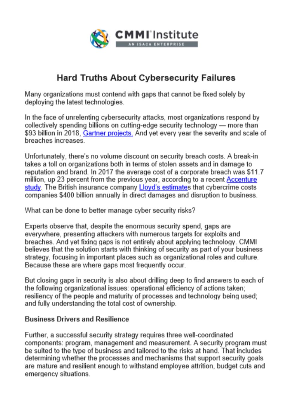 Hard Truths About Cybersecurity Failures