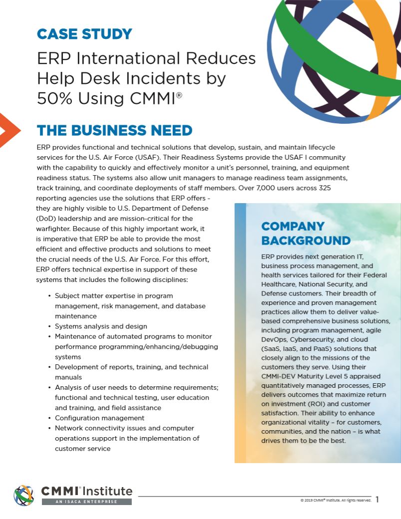 ERP International Reduces Help Desk Incidents by 50% Using CMMI