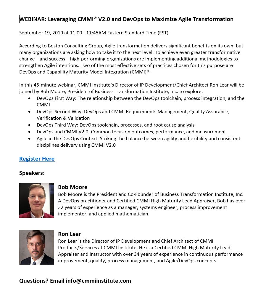 CMMI-DevOps Webinar - Email Promotion
