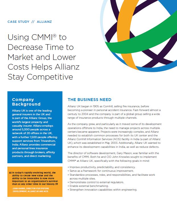 Using CMMI to Decrease Time to Market and Lower Costs Helps Allianz Stay Competitive