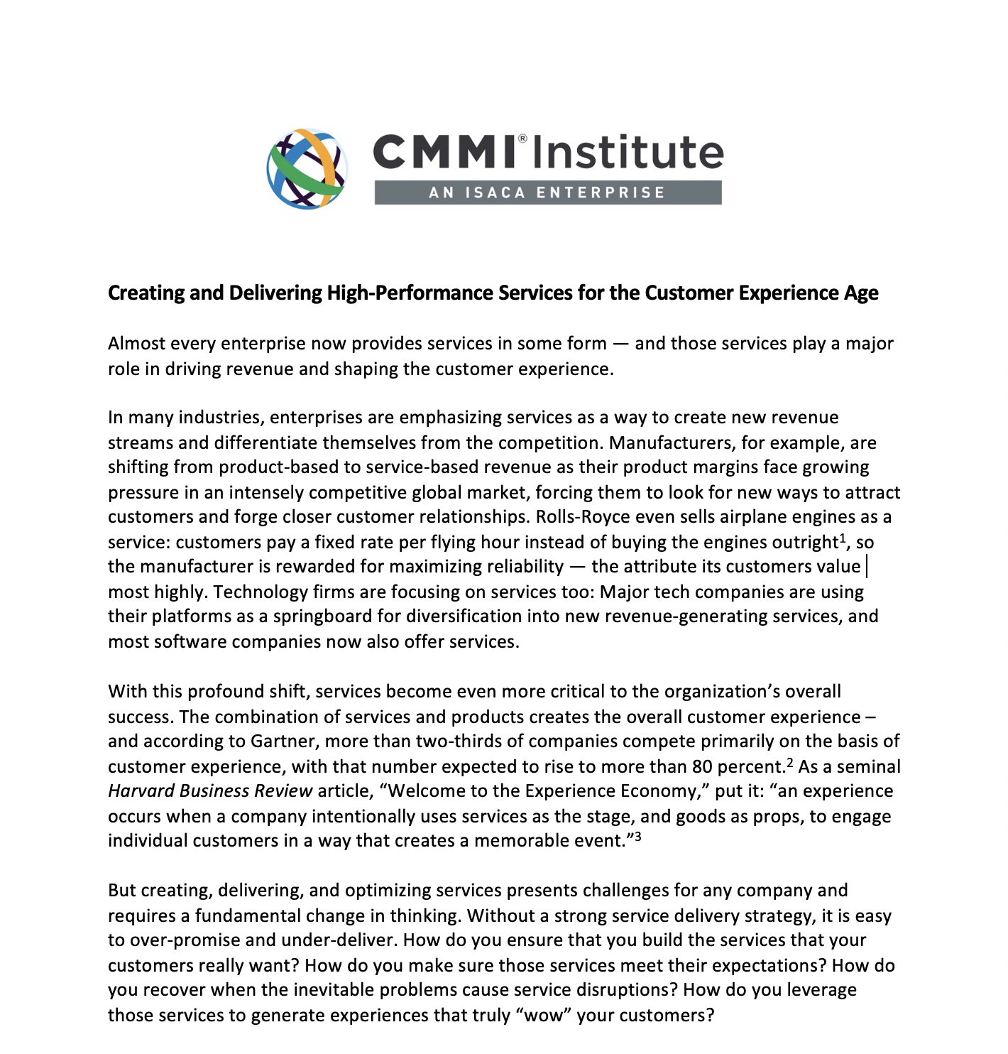 Creating and Delivering High-Performance Services for the Customer Experience Age