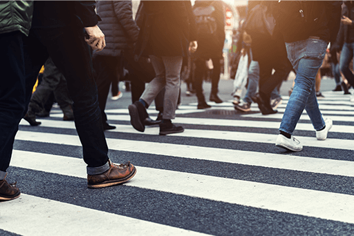 People walking on a crosswalk